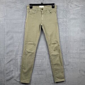 Current Elliott‎ The Ankle Skinny Jeans Size 25 Army Green Made in USA Cotton
